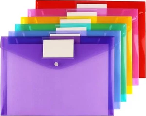 6 Pack Clear Document Folders Plastic Envelopes Poly Envelopes File Envelopes wi - Picture 1 of 2