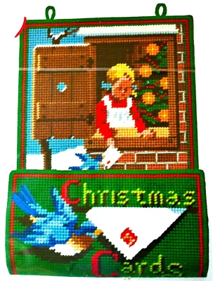 1980 Sunset Plastic Canvas Kit "CHRISTMAS CARDHOLDER" or NOTEPAD & PEN REST NEW - Image 1 of 4