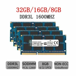 32GB 16GB 8GB PC3L DDR3L1600MHz 1.35V sodimm Laptop Memory RAM Kingston LOT BT - Picture 1 of 17