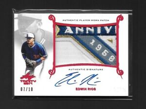 EDWIN RIOS 2017 Leaf Trinity RED Jumbo 4-Color Logo Patch On-Card *AUTO* RC /10