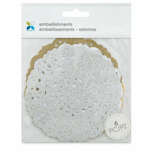 Doilies de 4" BRILLO/LÁMINA ORO/PLATA - 6/paquete - Imagen 1 de 2
