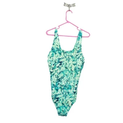 LL Bean Women's BeanSport Swimwear Scoopneck Tanksuit Print Green Size 20W - Image 1 of 4