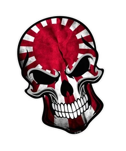 Calcomanía adhesiva de vinilo para automóvil 2 piezas grande de 20 cm calavera gótica y bandera japonesa del sol naciente - Imagen 1 de 1