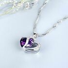 1.5Ct Heart Cut Lab Created Amethyst Double Heart Pendant 14K Yellow Gold Plated