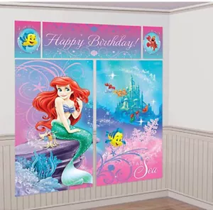 ARIEL the  LITTLE MERMAID Scene Setter HAPPY BIRTHDAY party wall PHOTO BACKDROP - Picture 1 of 1