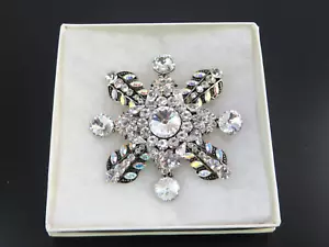 Broche Vintage con Color Mezclado y Piedras Transparentes Copo de Nieve Estrella en Caja Original - Imagen 1 de 10