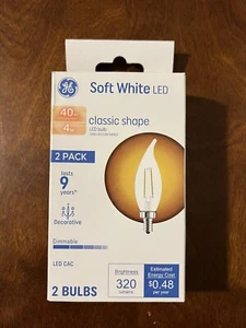 GE Soft White 40W LED Light Bulbs Decorative Bent Tip 2-Pack - Picture 1 of 4