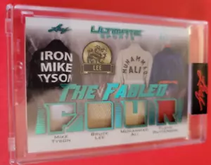 BRUCE LEE MUHAMMAD ALI MIKE TYSON FLOYD PATTERSON JERSEY CARD #4/6 LEAF ULTIMATE - Picture 1 of 3