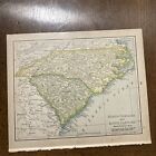 Rand, McNally & Co Antique 1904 Map Of North & South Carolina  7x6