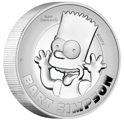 2022 Bart Simpson 2oz .9999 SILVER PROOF HIGH RELIEF $2 COIN 3000 Mintage ONLY - Image 1 of 4