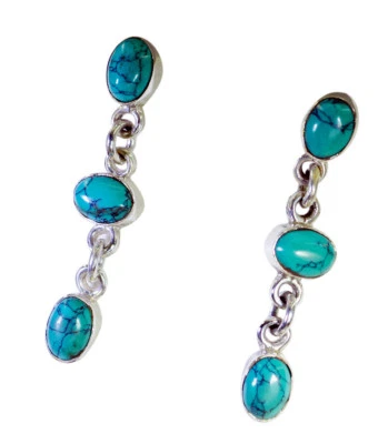 pleasing Turquoise 925 Sterling Silver Multi Earring genuine Designer gift US - Image 1 of 4