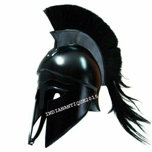 Medieval Ancient Costume Armour Roman Greek Corinthian Helmet with Black Plume — 第 1/1 张图片