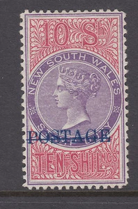 New South Wales Sc 108B MOG 1884 10sh mauve & claret Queen Victoria, white paper - Picture 1 of 3