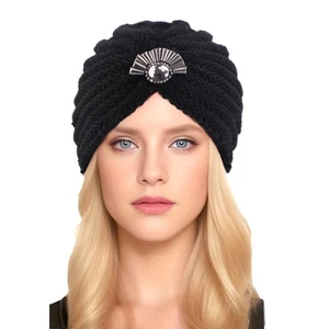 Tejido holgado holgado hiyab turbante mujer musulmana envoltura para la cabeza cálido invierno gorro sombrero - Imagen 1 de 17