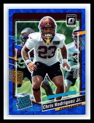 2023 Donruss Rated Rookie Chris Rodriguez Jr # 398 Optic Preview Blue Scope RC - Image 1 of 2
