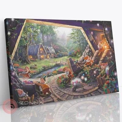Disney Thomas Kindake Snow White And Seven Dwarfs Wall Art Living Room Canvas - Image 1 of 4