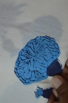 Hand Block Print Floral Fabric 2.5 Yard 100%Cotton NO TARRIF CHARGES 100%✅ZK_209 - Image 1 of 4