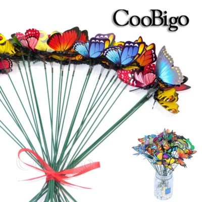 50Pcs Butterfly Stakes Decor Planter Flower Pot Garden Yard Ornaments Waterproof - Image 1 of 4