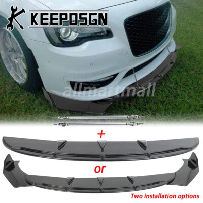 Kit de carrocería de alerón divisor labio inferior parachoques delantero brillante para Chrysler 300C SRT8 Foto 1 de 4