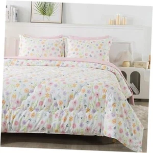 Comforter Set Bed in A Bag Size 7 Piece Botanical Flower Green Queen Floral - Picture 1 of 8