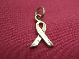 AIDS HIV AWARENESS RIBBON 925 Solid Sterling Silver 1 CHARITY RIBBON 15MM X 10MM - Picture 1 of 6
