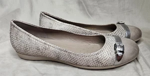 Ballerine Ecco donna US 10 10,5 EUR 41 pelle grigia pelle di serpente argento slip on - Foto 1 di 9