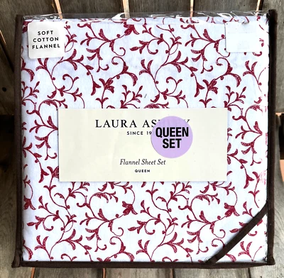 Juego de sábanas Queen de franela de algodón Laura Ashley ANNA SCROLLS - (ROLLOS ROJOS) Foto 1 de 4