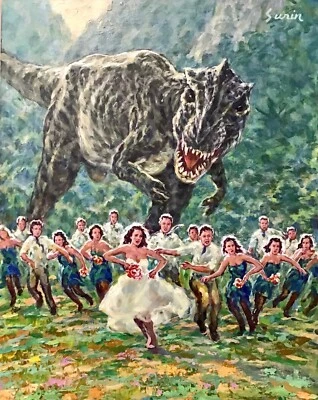 Crasher de boda, tarjeta de boda de dinosaurio, póster T-rex, Parque Jurásico, Jurásico  Foto 1 de 4