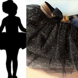 Toddler Ballerina Skirt Tutu 16M -9M Black Gold Sparkle Christmas Costume Dance - Picture 1 of 9