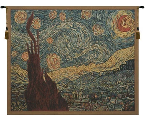 Noche estrellada de Van Gogh bellas artes tapiz belga arte de pared decoración colgante (nuevo) - Imagen 1 de 6