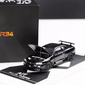 Aurora 1:64 JDM Skyline GTR R34 Z-tune AIT Sports Model Diecast Collect CarBlack - Picture 1 of 7