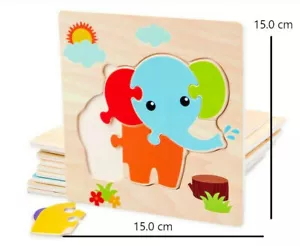 Kids Wooden 3D Puzzle Learning Cartoon Animal kids puzzle Children Development - Picture 1 of 4