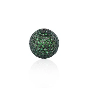 3.27ct Green Tsavorite Disco Bead Ball Spacer Finding 925 Starling Silver - Picture 1 of 5