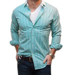 $ 125 Polo Ralph Lauren Herren kontrastgestreiftes Hemd grün rot marineblau Medium - Bild 1 von 5