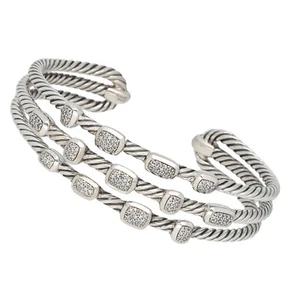 David Yurman Confetti Narrow with Pave Diamonds Cuff Bracelet 6" - Picture 1 of 8