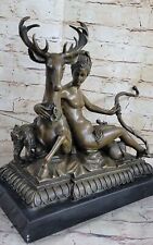 Vintage Diana M.Lopez Bronze Sculpture Figurine Figure Woman Nude Huntress Gift
