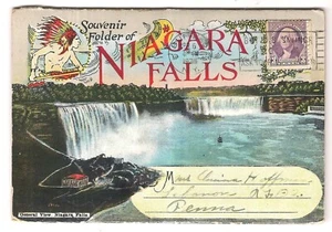 NIAGARA FALLS Postcard FOLDER 1936 American Canadian New York Canada 30 Views  - Picture 1 of 2