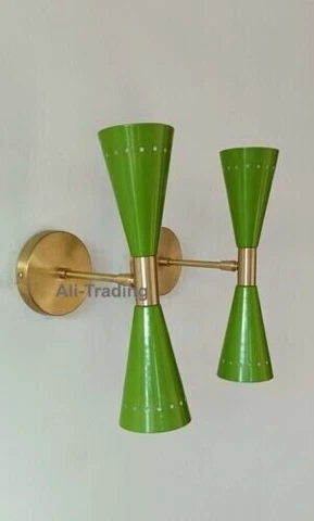 1950's Mid Century Modern Brass Italian Wall Sconce Stilnovo Wall Fixture Lamps Cover