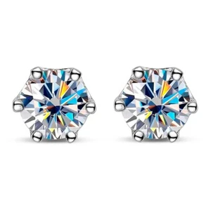 3.5-8mm D VVS1 Moissanite Stud Earrings Screw Back Gift For Her 14k Gold Plated - Picture 1 of 12