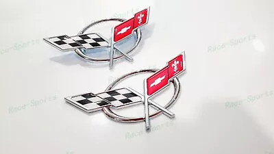 2 шт хромированных передних бамперов задняя крышка крест флаги эмблема 1997-2004 C5 - Изображение 1 из 4
