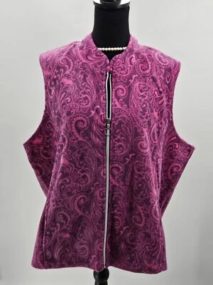 Chaleco polar Blair para mujer 2XL PÚRPURA Y ROSA cremallera completa bolsillos con estampado de cachemira Foto 1 de 4