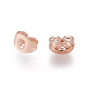 10 pcs 304 Stainless Steel Rose Gold Earring Nuts Stoppers Backs – 6mm x 4mm - Picture 1 of 2