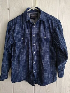 Rough Stock By Panhandle Slim Boys L 14 Blue Floral Pearl Snap Long Sleeve Shirt - Picture 1 of 5