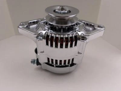  Chrome 90 AMP Mini Alternator GM Denso Style V Belt 1 Wire Street / race Chevy  - Image 1 of 4