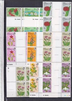 Gambia MNH Bonito lote de sellos tópicos (flores) pares de canaletas escanear 2 páginas Foto 1 de 2