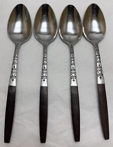 Vtg MCM Lot Of 4 Teaspoons INR2 Interpur Canoe Muffin Japan Stainless Flatware - Picture 1 of 4