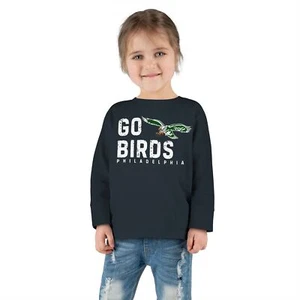 Toddler Philadelphia Football Long Sleeve Tee Kids Eagles Shirt Unisex - Picture 1 of 14