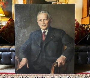 Pintura de retrato original al óleo sobre lienzo caballero militar c. 1944 - Imagen 1 de 11