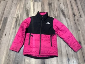 The North Face Youth Puffer Jacket M/M 10/12 Pink & Black Insulated Full-Zip Win - Picture 1 of 7