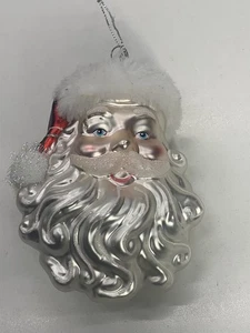 "Adorno de Navidad de vidrio soplado con cabeza de Santa vidrio colgante 5""" - Imagen 1 de 7